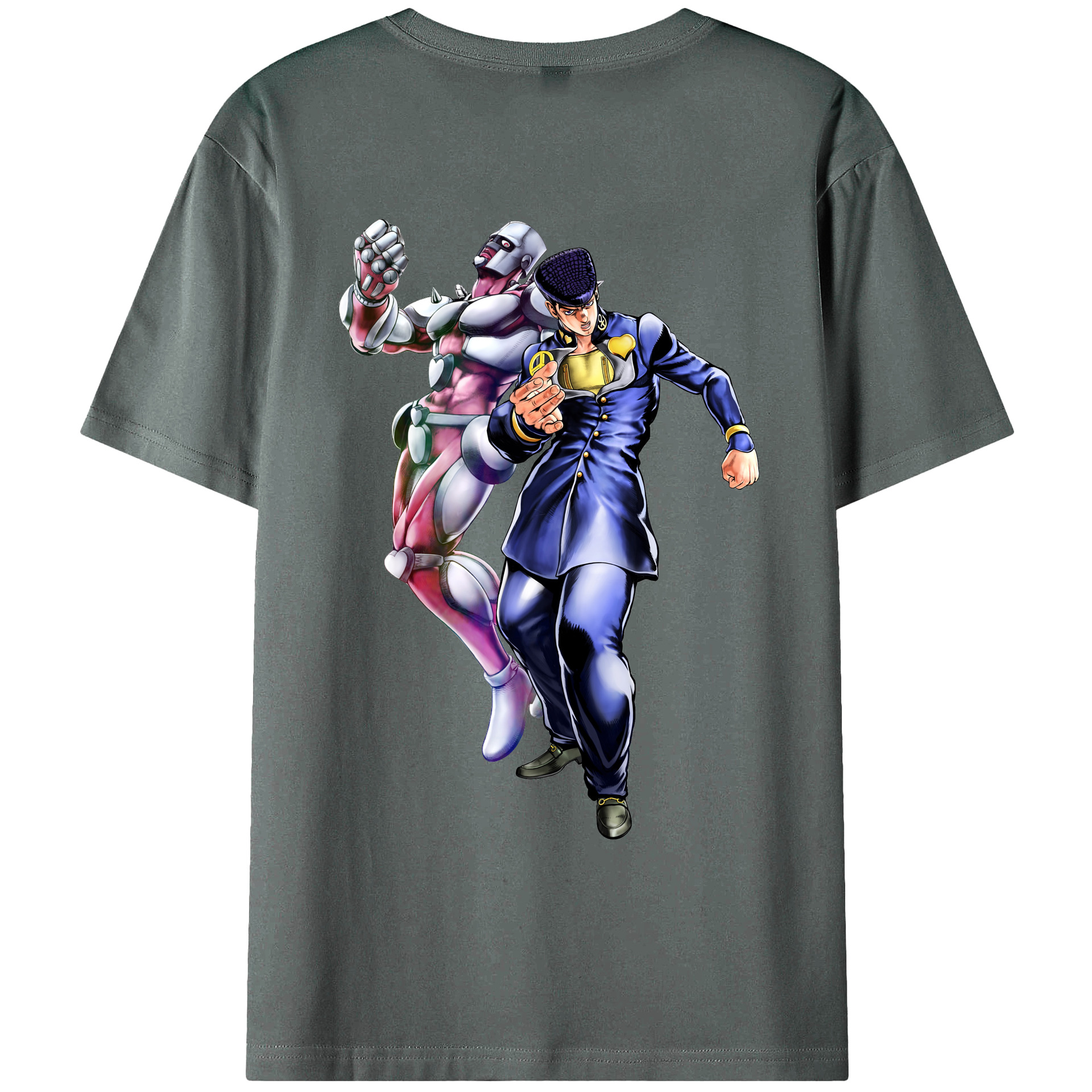 （画像用） ジョジョの奇妙な冒険 ひがしかた じょうすけ JoJo's Bizarre Adventure Higashikata Josuke 綿100％ メンズ半袖Tシャツ（バックプリント） 通気性